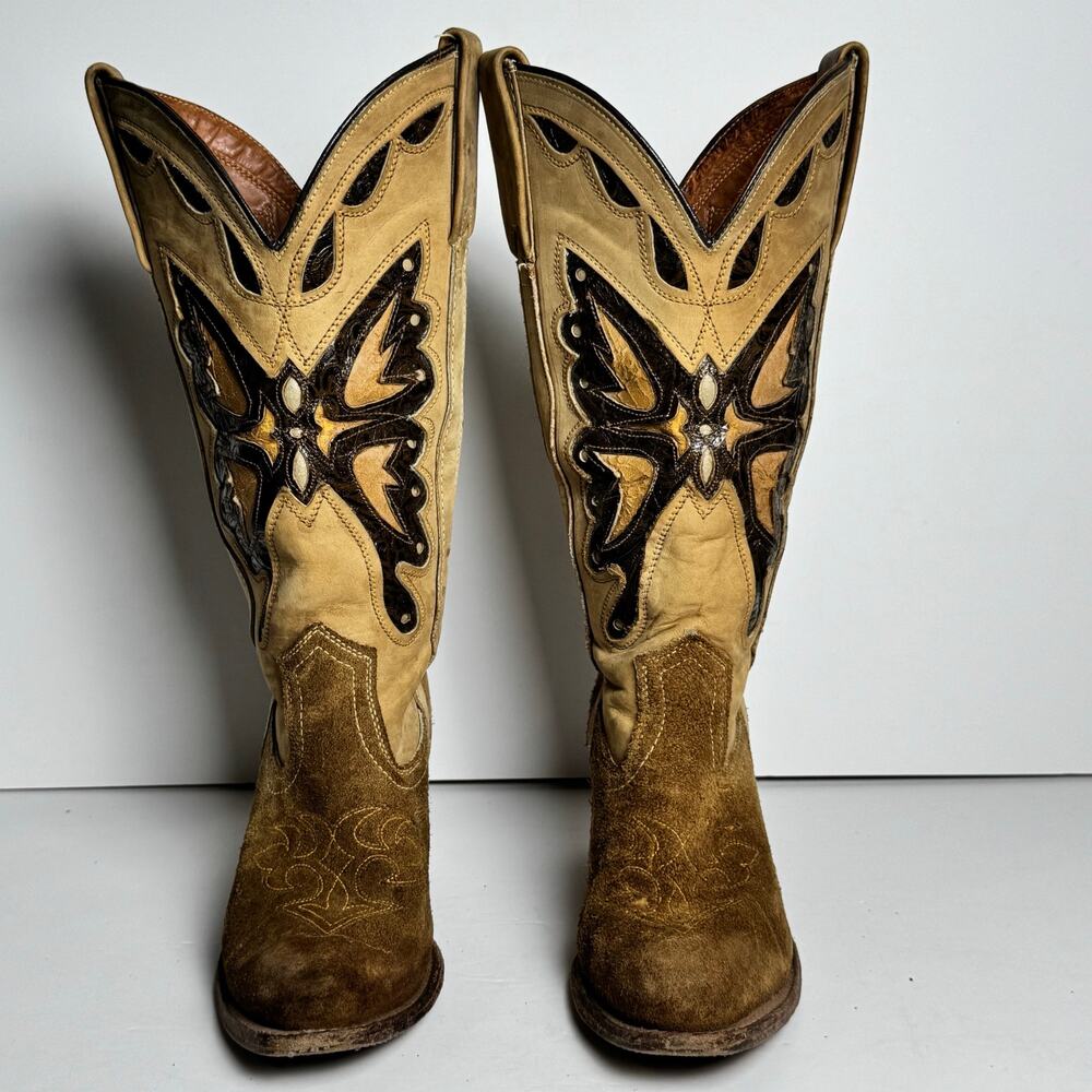 Miss Capezio Western Cowboy Boots Womens 7M Brown Suede Leather USA Vintage Boho - Picture 7 of 14